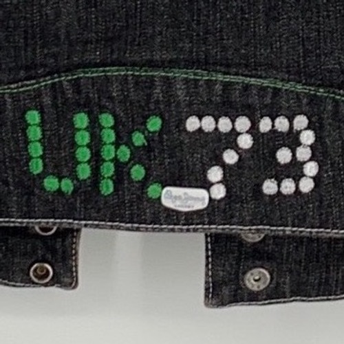 Pepe Jeans London M Black Denim Jacket Neon Green Stitching Y2k — image 6 of 8